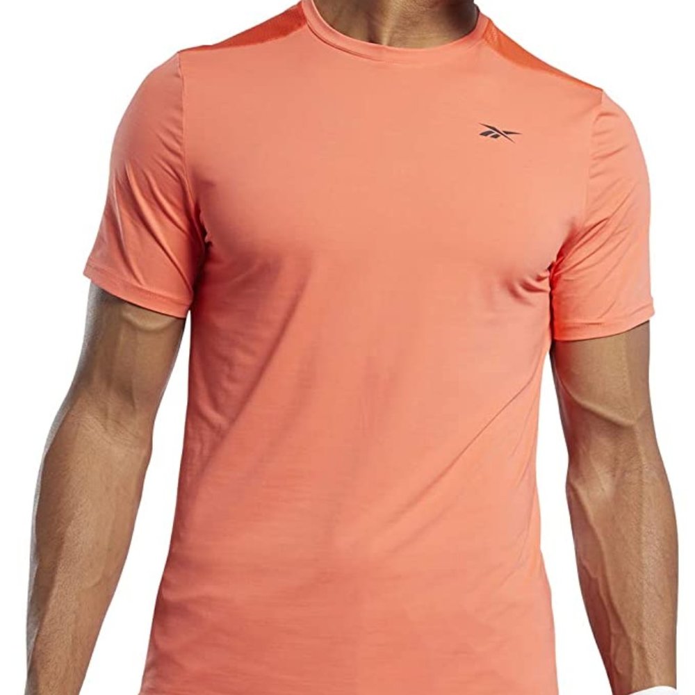 🆕Reebok Men's Workout Ready AC Graphic Short Sleeve, Vivid Orange, MD and LG